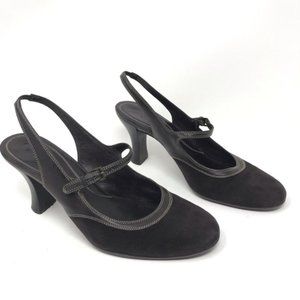 Cole Haan Brown Suede Sling back Heels Size 6.5 M